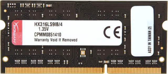 Alt view image 2 of 4 - HyperX Impact Black Series 4GB 204-Pin DDR3 SO-DIMM DDR3L 1600 (PC3L 12800) Laptop Memory Model HX316LS9IB/4