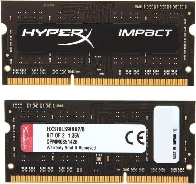 Alt view image 2 of 3 - HyperX Impact 8GB (2 x 4GB) 204-Pin DDR3 SO-DIMM DDR3L 1600 (PC3L 12800) Laptop Memory Model HX316LS9IBK2/8
