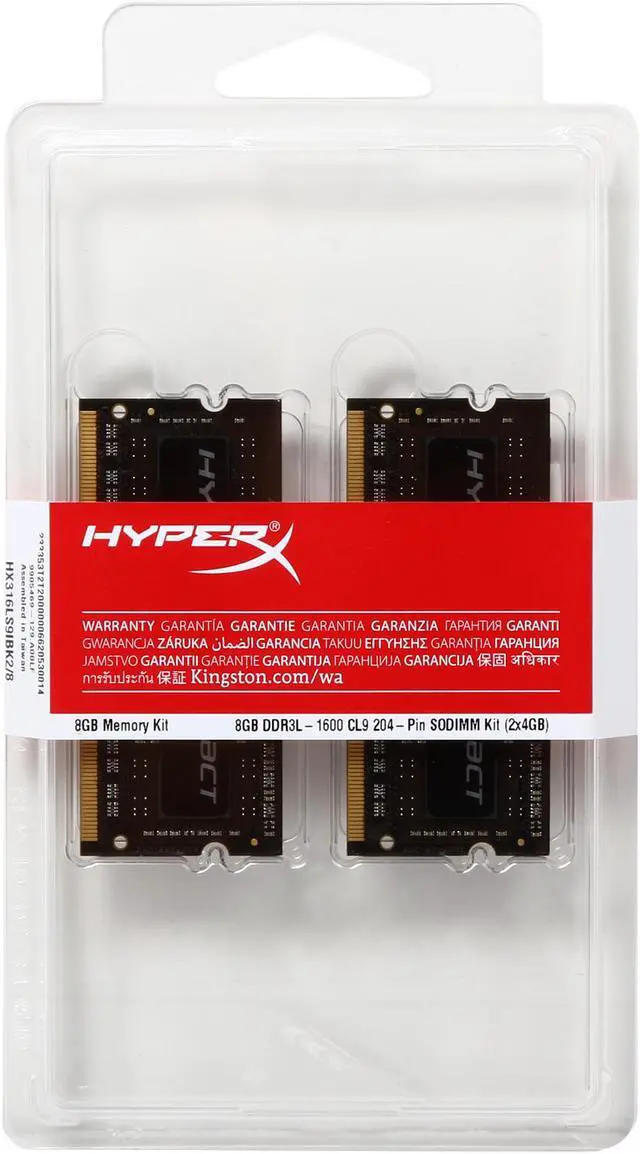 Alt view image 3 of 3 - HyperX Impact 8GB (2 x 4GB) 204-Pin DDR3 SO-DIMM DDR3L 1600 (PC3L 12800) Laptop Memory Model HX316LS9IBK2/8