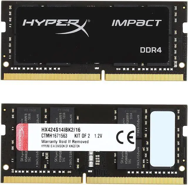 Alt view image 2 of 3 - HyperX Impact 16GB (2 x 8GB) 260-Pin DDR4 SO-DIMM DDR4 2400 (PC4 19200) Laptop Memory Model HX424S14IBK2/16