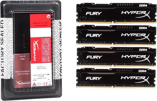 Alt view image 3 of 4 - HyperX Fury 64GB (4 x 16GB) DDR4 2400MHz DRAM (Desktop Memory) CL15 1.2V Black DIMM (288-pin) HX424C15FBK4/64 (Intel XMP, AMD Ryzen)