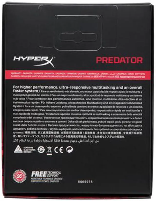Alt view image 5 of 5 - HyperX Predator 16GB (4 x 4GB) DDR4 3000 RAM (Desktop Memory) CL15 XMP Black DIMM (288-Pin) HX430C15PB3K4/16