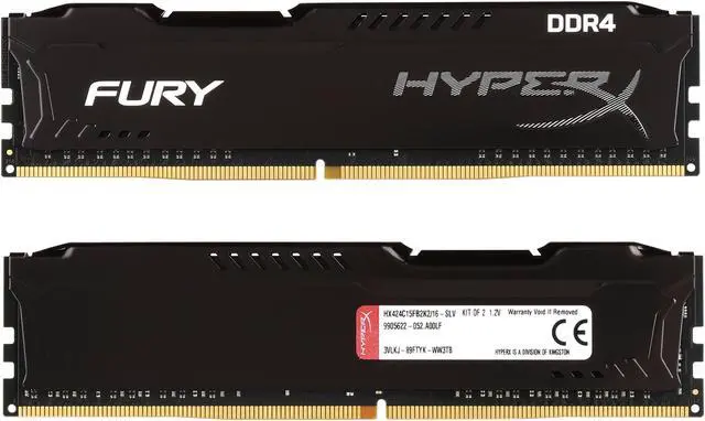 Alt view image 2 of 3 - HyperX Fury 16GB (2 x 8GB) DDR4 2400MHz DRAM (Desktop Memory) CL15 1.2V DIMM (288-pin) HX424C15FB2K2/16-SLV (Intel XMP, AMD Ryzen)