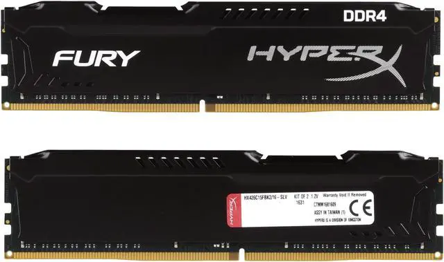 Alt view image 2 of 3 - HyperX Fury 16GB (2 x 8GB) DDR4 2666 RAM (Desktop Memory) CL15 1.2V XMP Black DIMM (288-Pin) Sleeved HX426C15FBK2/16-SLV