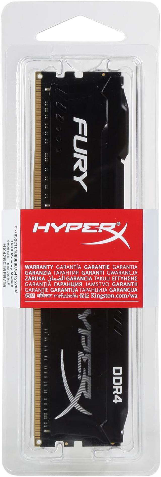 HyperX Fury 16GB (1 x 16GB) DDR4 2666MHz DRAM (Desktop Memory) CL16 1.2V  Black DIMM (288-pin) HX426C16FB/16 (Intel XMP, AMD Ryzen)