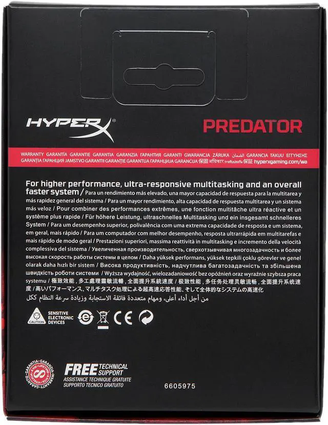 Alt view image 5 of 5 - HyperX Predator 64GB (4 x 16GB) DDR4 2400MHz DRAM (Desktop Memory) CL12 1.35V Black DIMM (288-pin) HX424C12PB3K4/64 (Intel XMP)