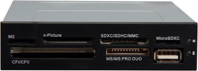 Alt view image 3 of 5 - StarTech 35FCREADBK3 Supports CompactFlash type I/ II, SD/ miniSD/ microSD/ SDHC/ SDXC, MMC/ RS-MMC/ HS-MMC/ MMCmobile/ MMCplus/ MMCmicro/ HC-MMC, MemoryStick, and xD Picture card. 22-in-1 Card Reader