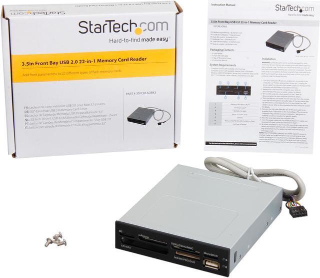 Alt view image 6 of 5 - StarTech 35FCREADBK3 Supports CompactFlash type I/ II, SD/ miniSD/ microSD/ SDHC/ SDXC, MMC/ RS-MMC/ HS-MMC/ MMCmobile/ MMCplus/ MMCmicro/ HC-MMC, MemoryStick, and xD Picture card. 22-in-1 Card Reader