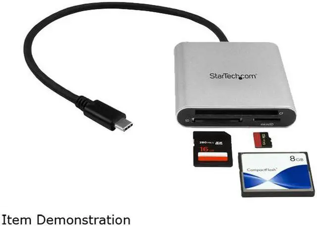 Alt view image 4 of 4 - StarTech.com FCREADU3C 3-in-1 1 x USB Type-C (24 pin) USB 3.0 Receptacle - 5 Gbit/s USB 3.0 Flash Memory Multi-Card Reader / Writer with USB-C - SD, microSD, CompactFlash