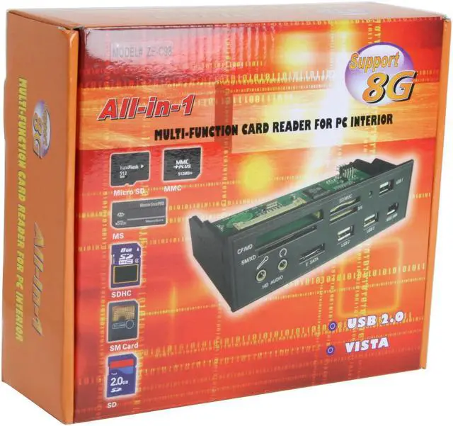 Alt view image 9 of 9 - nMEDIAPC ZE-C98 All-in-one USB 2.0 Card Reader with USB/ IEEE 1394/ e-SATA Port/ HD Audio Ports