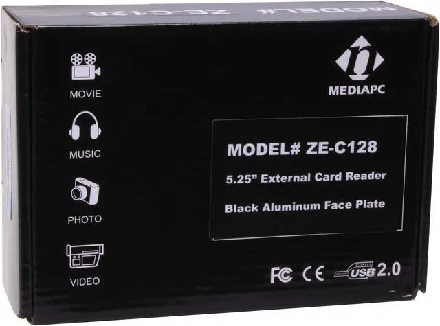 Alt view image 8 of 8 - nMEDIAPC ZE-C128 USB 2.0 Black Aluminum Panel 5.25"All-in-one USB x 3 / IEEE 1394 / eSATA / HD (or AC97) Audio Internal Card Reader