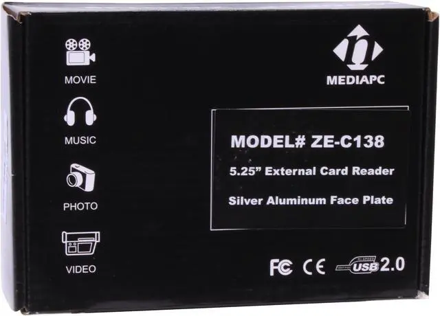 Alt view image 7 of 7 - nMEDIAPC ZE-C138 Silver Aluminum Panel 5.25"All-in-one USB X 3 / IEEE 1394 / eSATA / HD (or AC97) Audio Internal Card Reader