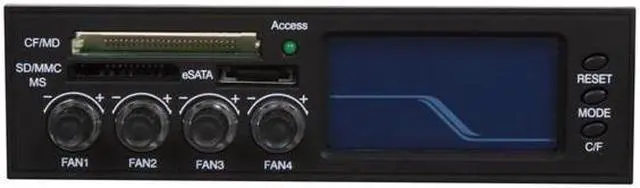 Alt view image 2 of 5 - nMEDIAPC Black 5.25" USB 2.0 Card Reader w/e-SATA & 4 Channels Multi Fan Controller in LCD Display