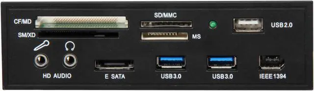 Alt view image 2 of 6 - nMEDIAPC ZE-C198 All-in-one USB Card Reader with USB 3.0/IEEE 1394/e-SATA Port/HD Audio Ports
