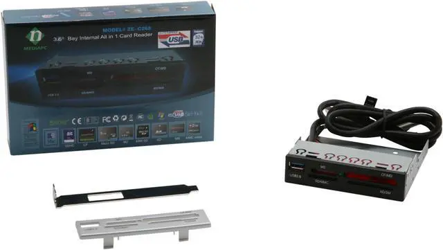 Alt view image 5 of 5 - nMEDIAPC ZE-C268 USB 3.0 Black Panel 3.5" All-in-one  USB Card Reader with USB 3.0 Port