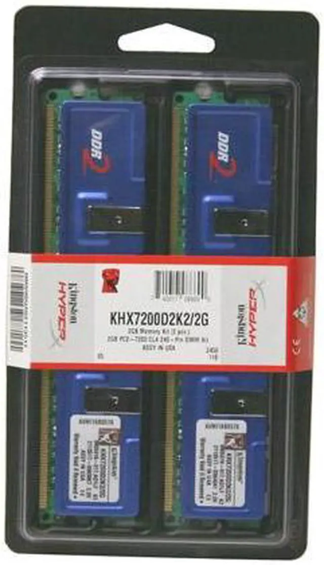 Alt view image 2 of 2 - HyperX 2GB (2 x 1GB) DDR2 900 (PC2 7200) Dual Channel Kit Desktop Memory Model KHX7200D2K2/2G