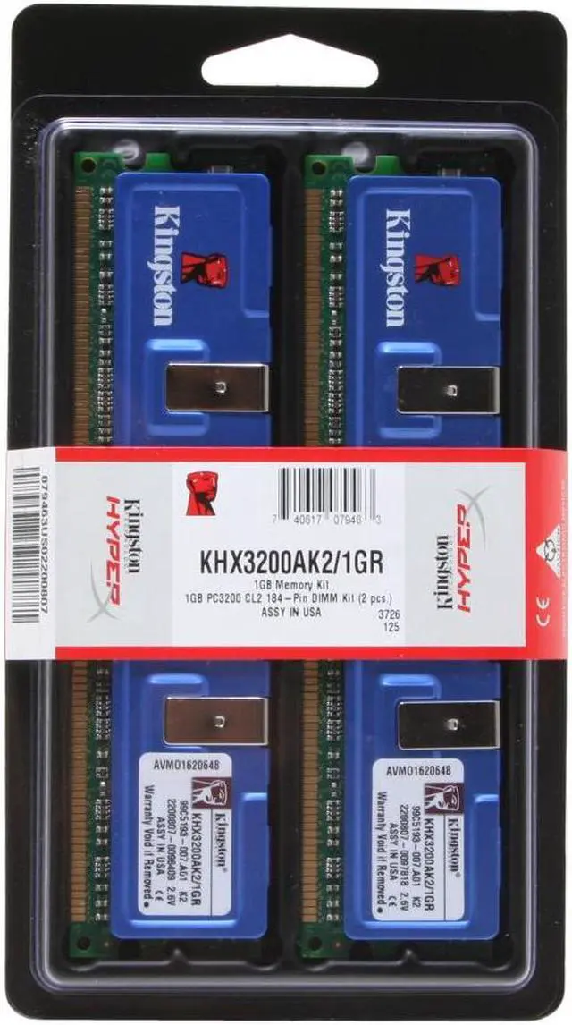 Main image of HyperX 1GB (2 x 512MB) DDR 400 (PC 3200) Dual Channel Kit Desktop Memory Model KHX3200AK2/1GR