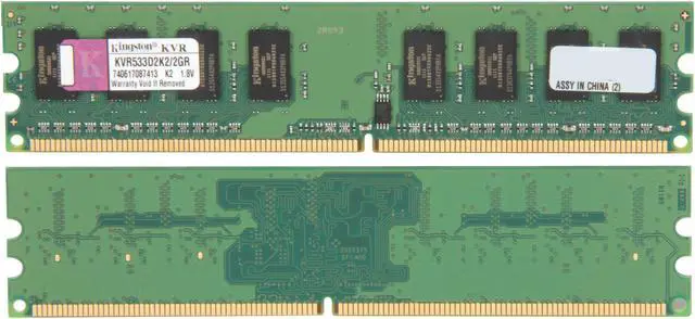Alt view image 2 of 3 - Kingston ValueRAM 2GB (2 x 1GB) DDR2 533 (PC2 4200) Dual Channel Kit Desktop Memory Model KVR533D2K2/2GR