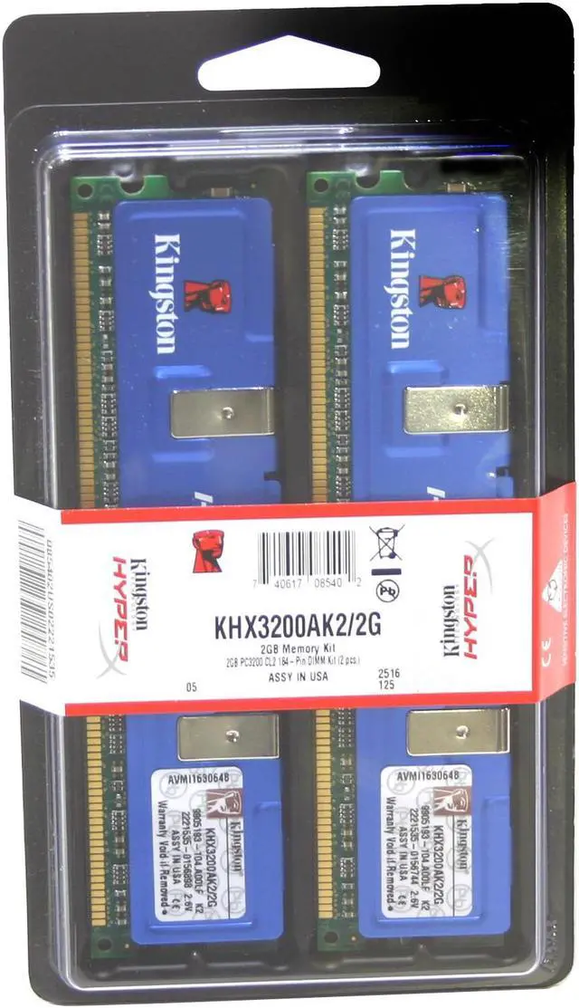Main image of HyperX 2GB (2 x 1GB) DDR 400 (PC 3200) Desktop Memory Model KHX3200AK2/2G