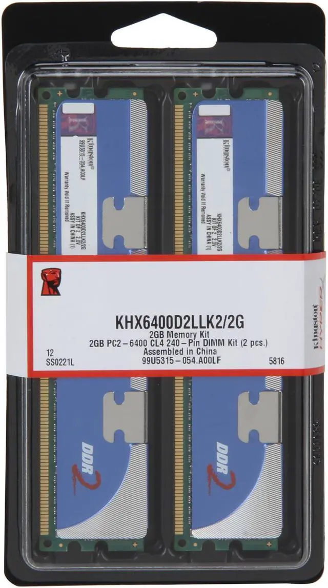 Alt view image 3 of 3 - HyperX 2GB (2 x 1GB) DDR2 800 (PC2 6400) Dual Channel Kit Desktop Memory Model KHX6400D2LLK2/2G