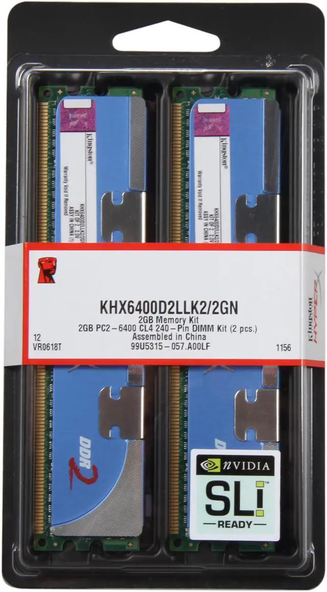 Alt view image 3 of 3 - HyperX 2GB (2 x 1GB) DDR2 800 (PC2 6400) Dual Channel Kit Desktop Memory Model KHX6400D2LLK2/2GN