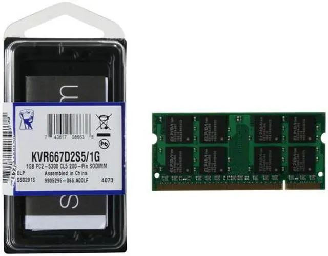 Alt view image 3 of 3 - Kingston 1GB 200-Pin DDR2 SO-DIMM DDR2 667 (PC2 5300) Laptop Memory Model KVR667D2S5/1G