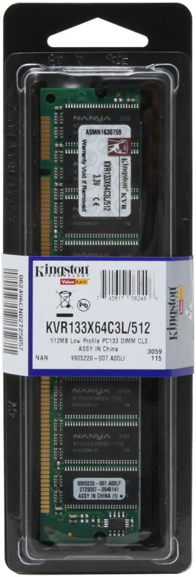 Alt view image 2 of 2 - Kingston 512MB PC 133 Desktop Memory Model KVR133X64C3L/512