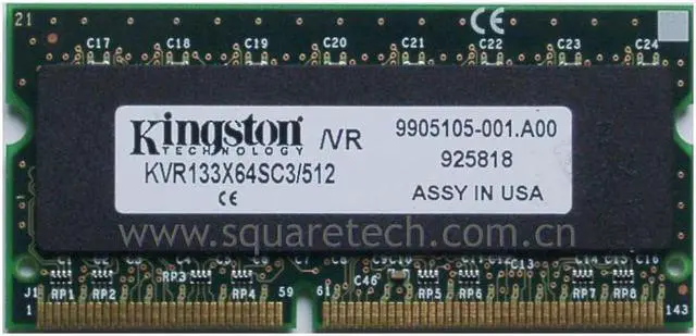 Main image of Kingston 512MB 144-Pin SO-DIMM PC 133 Laptop Memory Model KVR133X64SC3/512