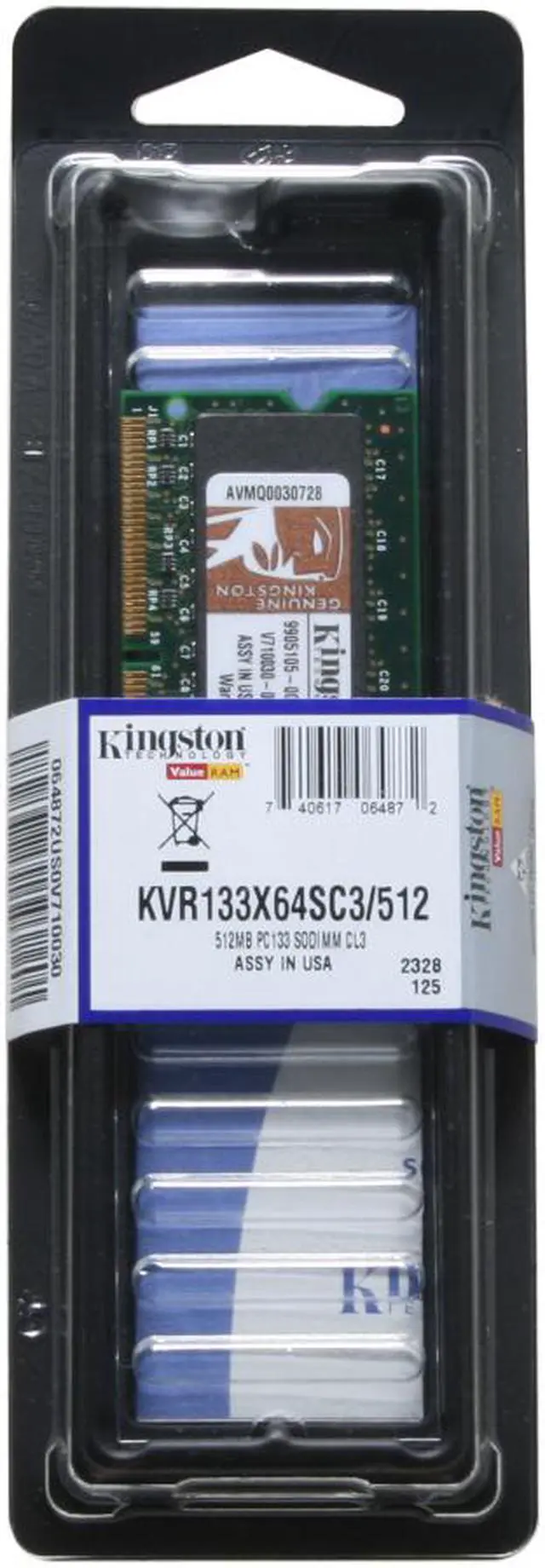 Alt view image 2 of 2 - Kingston 512MB 144-Pin SO-DIMM PC 133 Laptop Memory Model KVR133X64SC3/512