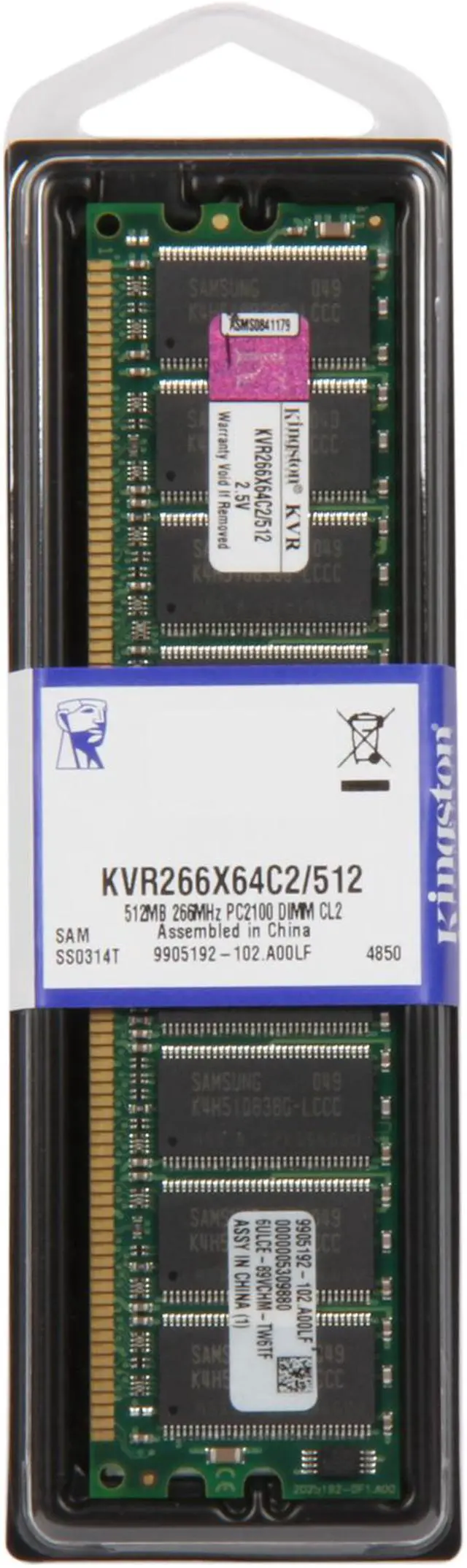 Alt view image 3 of 3 - Kingston 512MB DDR 266 (PC 2100) Desktop Memory Model KVR266X64C2/512