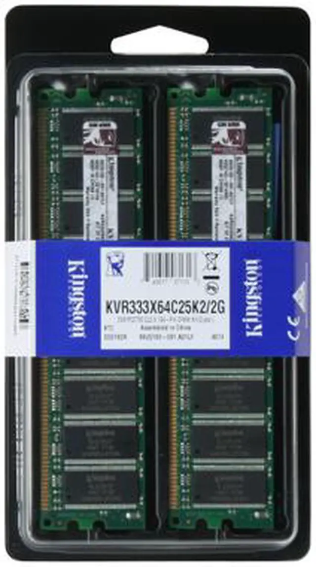 Alt view image 3 of 3 - Kingston ValueRAM 2GB (2 x 1GB) DDR 333 (PC 2700) Dual Channel Kit Desktop Memory Model KVR333X64C25K2/2G