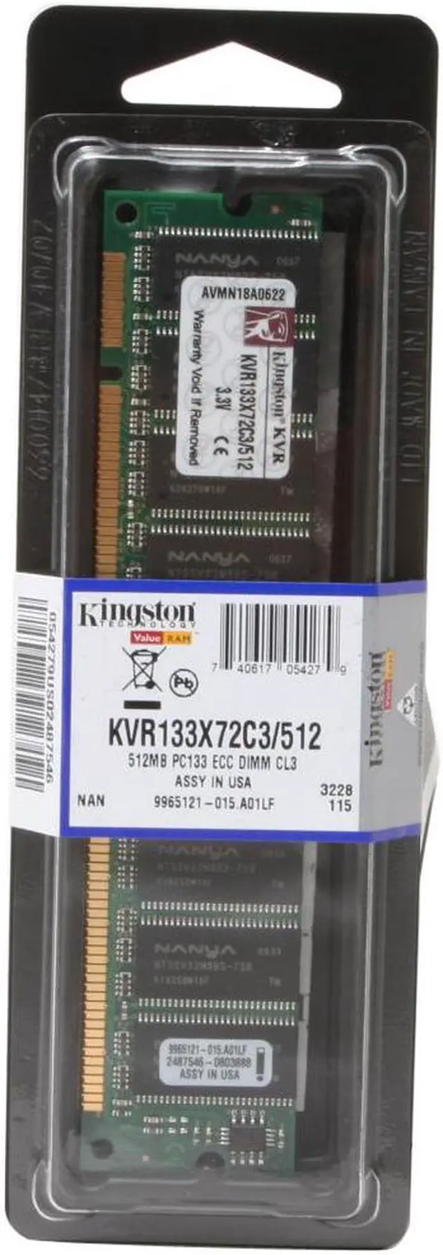Main image of Kingston 512MB ECC Unbuffered PC 133 Server Memory Model KVR133X72C3/512