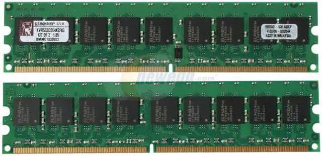 Alt view image 2 of 3 - Kingston 4GB (2 x 2GB) ECC Unbuffered DDR2 533 (PC2 4200) Dual Channel Kit Server Memory Model KVR533D2E4K2/4G