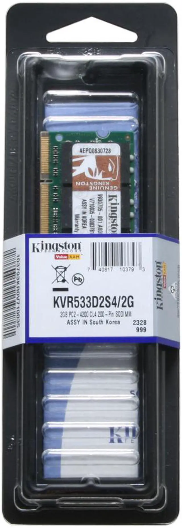Main image of Kingston 2GB 200-Pin DDR2 SO-DIMM DDR2 533 (PC2 4200) Laptop Memory Model KVR533D2S4/2G