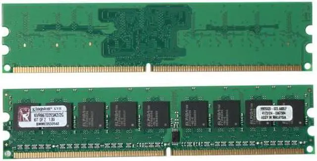 Alt view image 2 of 3 - Kingston 2GB (2 x 1GB) ECC Unbuffered DDR2 667 (PC2 5300) Dual Channel Kit Server Memory Model KVR667D2E5K2/2G