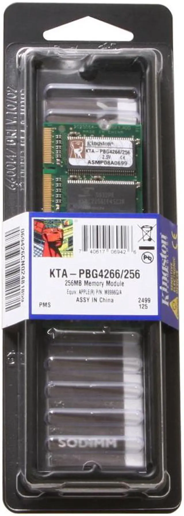 Alt view image 2 of 2 - Kingston 256MB DDR 266 (PC 2100) Memory for Apple Notebook Model KTA-PBG4266/256