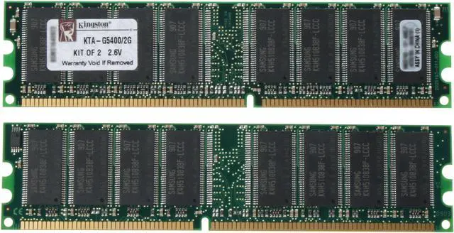 Alt view image 2 of 3 - Kingston 2GB (2 x 1GB) DDR 400 (PC 3200) Dual Channel Kit Memory for Apple Desktop Model KTA-G5400/2G