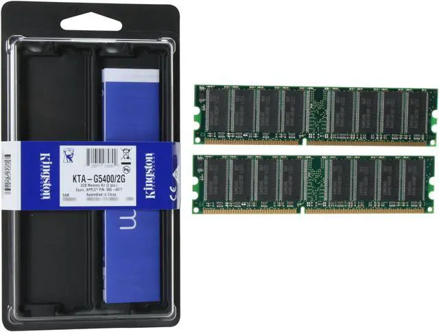 Alt view image 3 of 3 - Kingston 2GB (2 x 1GB) DDR 400 (PC 3200) Dual Channel Kit Memory for Apple Desktop Model KTA-G5400/2G