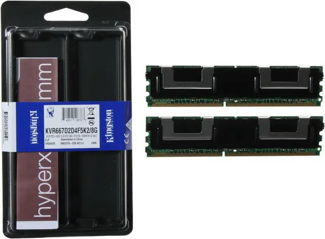 Alt view image 4 of 4 - Kingston 8GB (2 x 4GB) ECC Fully Buffered DDR2 667 (PC2 5300) Dual Channel Kit Server Memory Model KVR667D2D4F5K2/8G