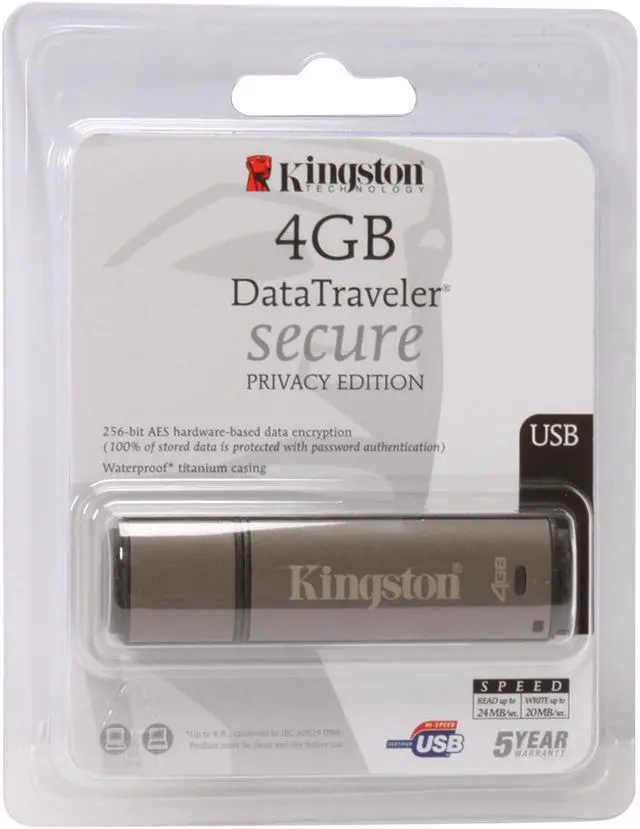 Alt view image 5 of 5 - Kingston DataTraveler Secure 4GB Flash Drive (USB2.0 Portable) 256bit AES Encryption DTSP/4GB
