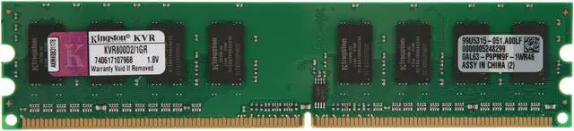 Main image of Kingston 1GB DDR2 800 (PC2 6400) Desktop Memory Model KVR800D2/1GR