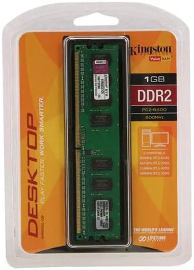 Alt view image 3 of 3 - Kingston 1GB DDR2 800 (PC2 6400) Desktop Memory Model KVR800D2/1GR