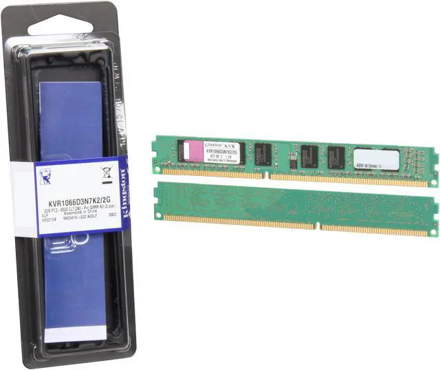 Alt view image 3 of 3 - Kingston ValueRAM 2GB (2 x 1GB) DDR3 1066 (PC3 8500) Dual Channel Kit Desktop Memory Model KVR1066D3N7K2/2G