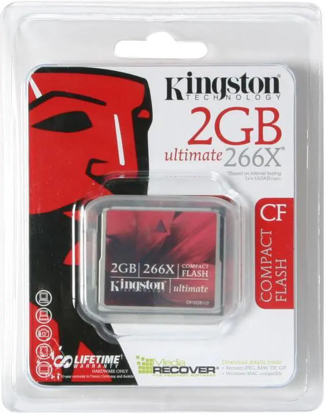 Alt view image 2 of 2 - Kingston 2GB Compact Flash (CF) Flash Card w/Recovery s/w Model CF/2GB-U2