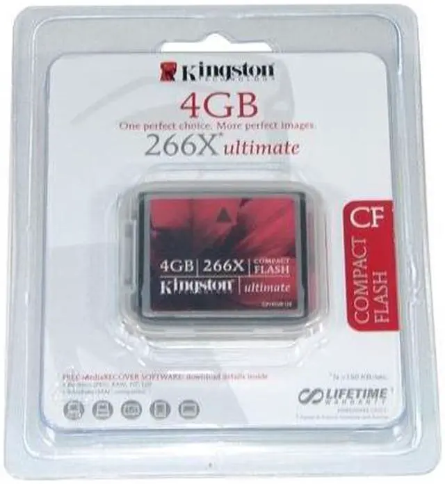 Alt view image 3 of 3 - Kingston 4GB Compact Flash (CF) Flash Card w/Recovery s/w Model CF/4GB-U2