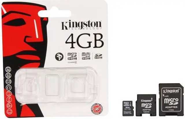 Alt view image 8 of 8 - Kingston 4GB microSDHC Flash Card w/2 Adapters Model SDC4/4GB-2ADP
