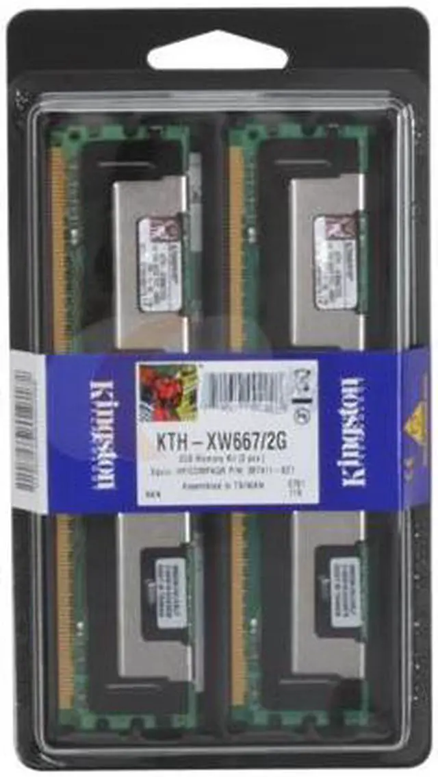 Alt view image 3 of 3 - Kingston 2GB (2 x 1GB) ECC Fully Buffered DDR2 667 (PC2 5300) Dual Channel Kit System Specific Memory Model KTH-XW667/2G