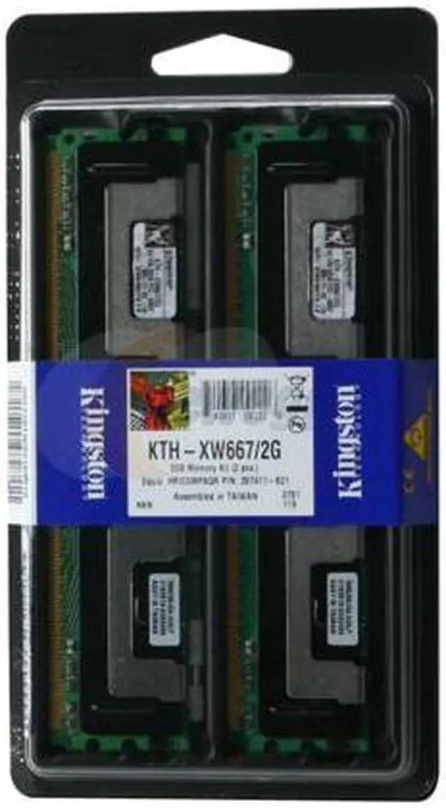 Alt view image 2 of 3 - Kingston 2GB (2 x 1GB) ECC Fully Buffered DDR2 667 (PC2 5300) Dual Channel Kit System Specific Memory Model KTH-XW667/2G