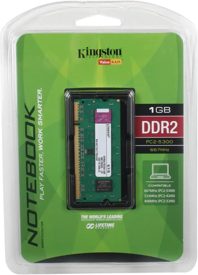 Alt view image 3 of 3 - Kingston 1GB 200-Pin DDR2 SO-DIMM DDR2 667 (PC2 5300) Laptop Memory Model KVR667D2SO/1GR