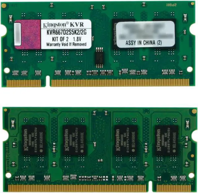 Alt view image 2 of 3 - Kingston ValueRAM 2GB (2 x 1GB) 200-Pin DDR2 SO-DIMM DDR2 667 (PC2 5300) Dual Channel Kit Laptop Memory Model KVR667D2S5K2/2G